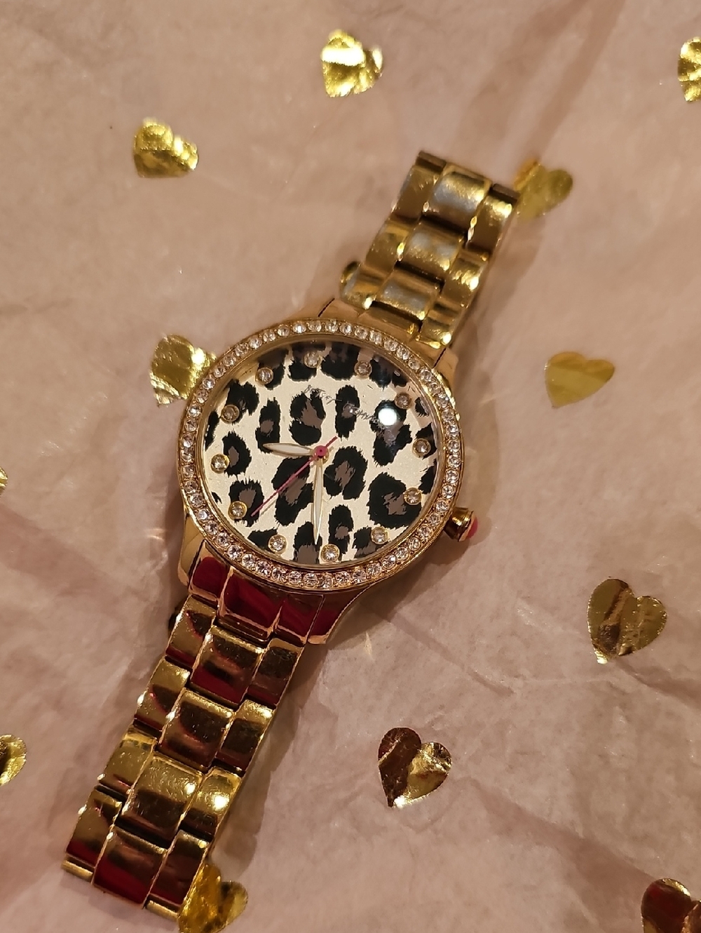 Betsey Johnson Gold Leopard Print Women's Bracelet Watch - Unbranded